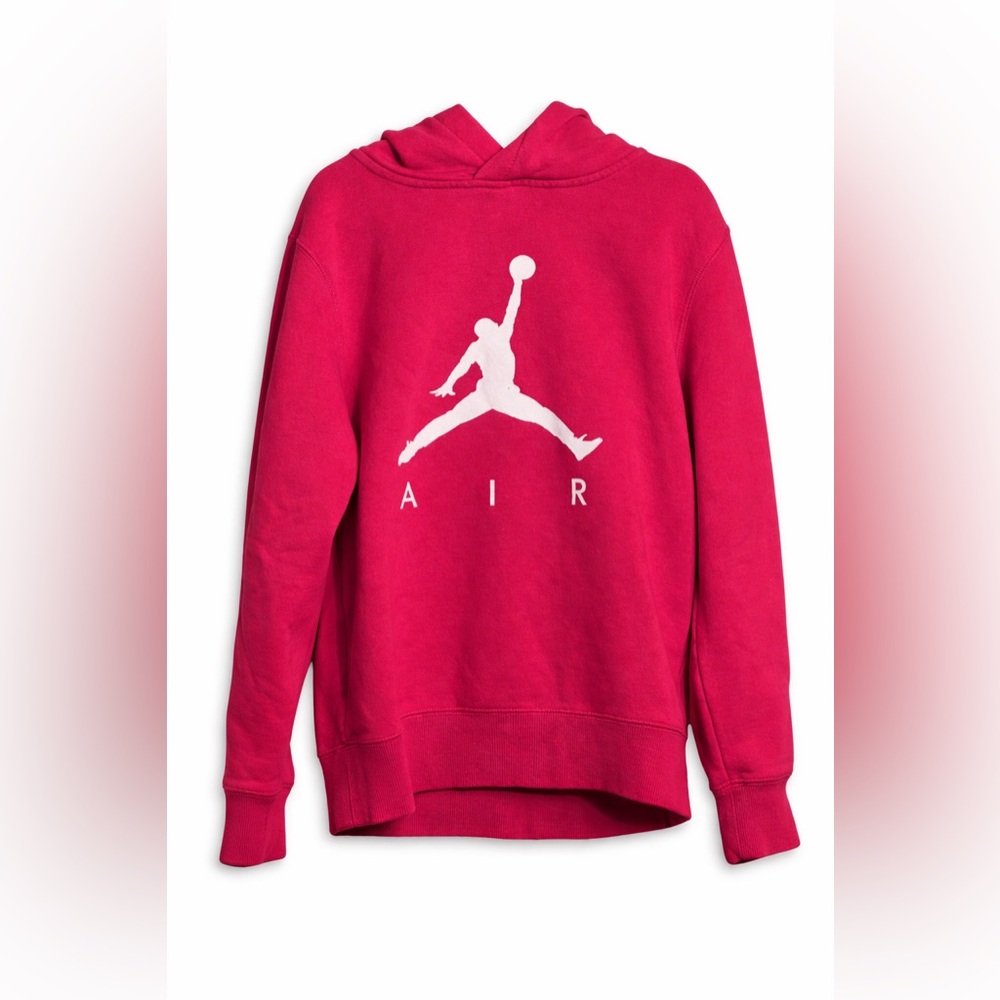 Jordan Red Hoodie Jumpman Logo Sweatshirt Pullover Athletic Youth M